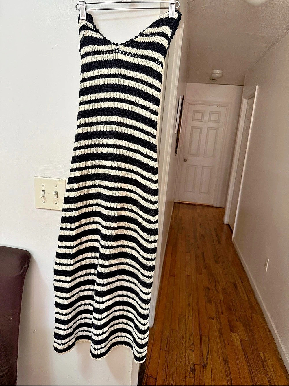 VICI Striped Knit Maxi Dress in Black & Cream